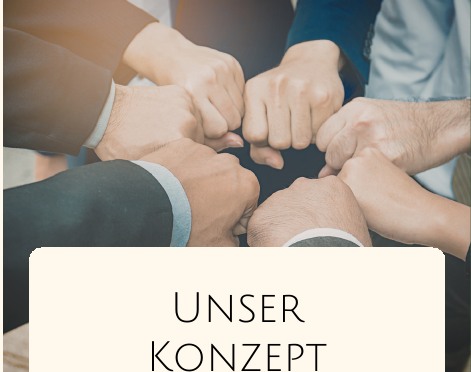 Menschen verbinden ihre Hände in der Mitte